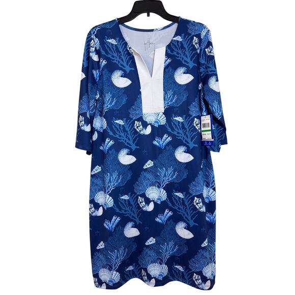 Guy Harvey Large Dress Performance UPF 40 Protection Moisture Wicking Blue Ocean - Picture 1 of 6